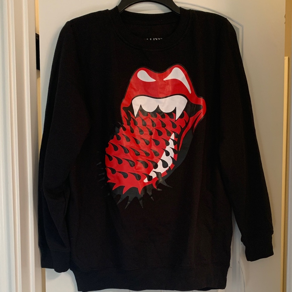The Rolling Stones Black Sweater with Red Tongue Design